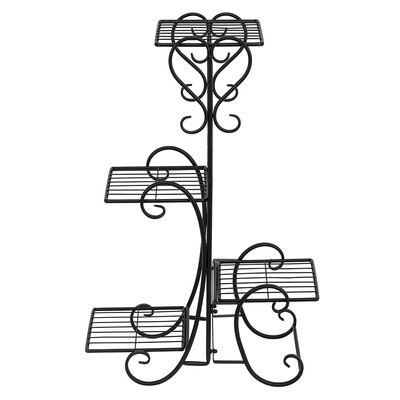 

Flower Metal Shelves 4 Potted Square Plant Pot Stand Garden Decor IndoorOutdoor