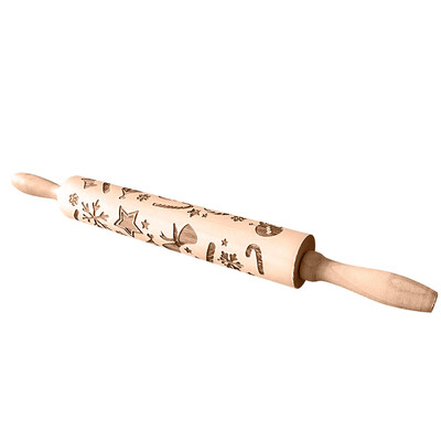 

Tailored Christmas Rolling Pin Engraved Carved Wood Embossed Rolling Pin Kitchen Tool