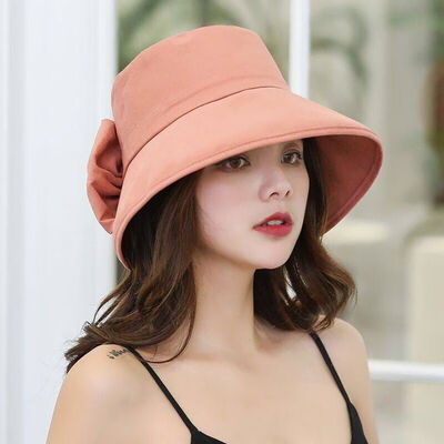 

Spring&summer Korean version of womens small fresh&casual fishermans hat Japanese soft girl bow Beach Sun basin hat tide
