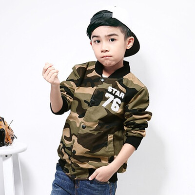 

Boys autumn 2018 childrens jacket big children Korean version of the camouflage baseball collar cotton woven jacket tide