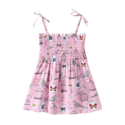

Sweet Print Cotton Summer Dress Kid Girl Sleeveless Sling Princess Dresses
