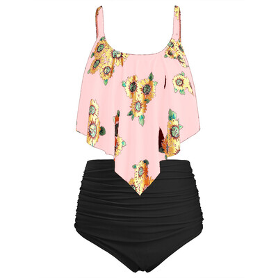 

Roseonmyhand Women Two Pieces Bathing Suits Top Ruffled With High Waisted Bottom Bikini Set