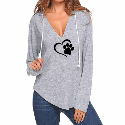 

Nomeni Womens Ladies Hooded Printing V Neck Long Sleeve Casual Shirt Blouse DGL