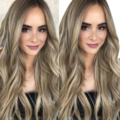 

Gobestart Women Mix Colors Gradient Long Curly Synthetic Wig Full Wig Wavy Wig
