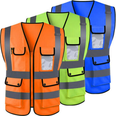 

US Worker High Visibility Safety Vest Jacket Night Security Reflective Waistcoat