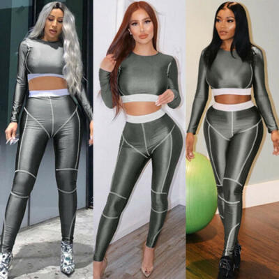 

Womens Stretch Yoga Workout Clothes Set Fitness Gym Running Sports Bra&Pants US