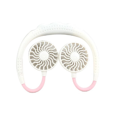 

Home Office USB Rechargeable Wearable Fans Sports Dual-Head Mini Portable Handsfree Neckband Fan
