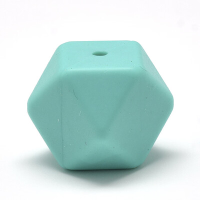 

Food Grade Environmental Silicone Beads Chewing Beads For Teethers DIY Nursing Necklaces Making Faceted Cube Cyan 14x14x14mm