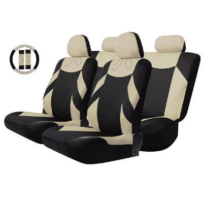 

Tirol Universal 13PCS Car Seat Cover Front Seat Bench Seat Covers Wheel Cover Set RedBlueGrayBeige