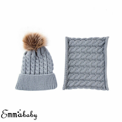 

Toddler Kids Baby Boy Girls Winter Warm Pom Bobble Hat Knit Beanie Cap Scarf Set