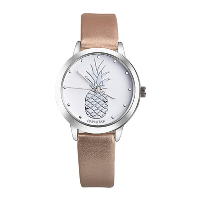 

New Fashion Women Pineapple Watch Casual Leather Analog Quartz Wristwatches Ladies Dress Watches Clock Relogio Feminino 533