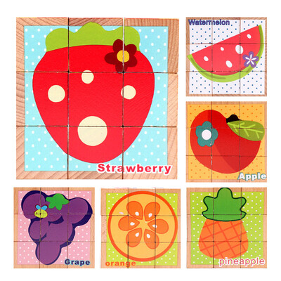 

Tailored Children Wooden 9 Blocks Six Sides Building Blocks Dimensional Puzzle