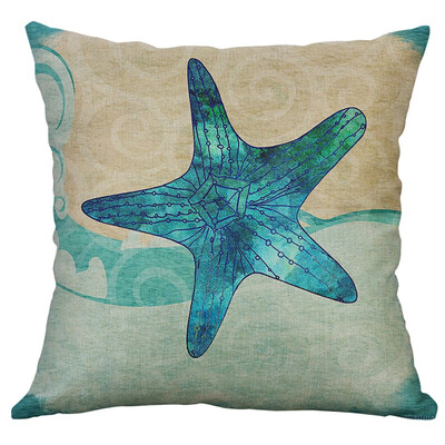 

〖Follure〗Simple Mediterranean Flax Retro Conch Shell Sea Creatures Pillow Cover