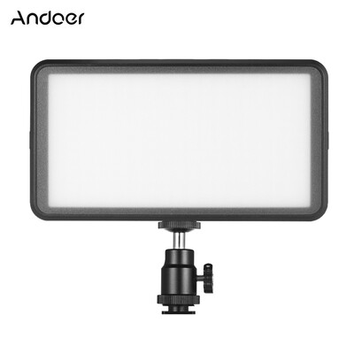 

Andoer Ultra-thin Studio Video Photo LED Video Light Panel Lamp 3200K6000K 20W Dimmable 228pcs Beads for Canon Nikon DSLR Camera