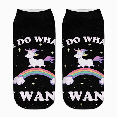 

Lovely Unicorn Print 3D Cotton Short Socks Boat Casual Cartoons Kawaii Ankle Female Cute Art Women Sock Girl Gifts Accessories