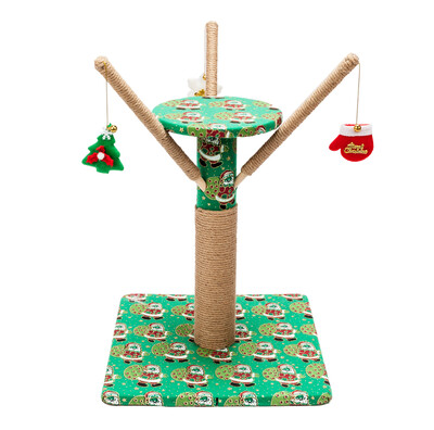 

18" Stable Cute Jute Cat Climb Holder Cat Tower Cat Toy Christmas Beige Green