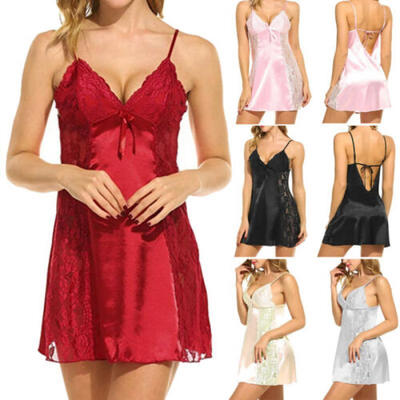 

Sexy Women Lingerie Lace Sling Backless Nightdress Pajamas Nightwear Sleepwear