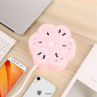 

BH-PC003 Flower Shape 4-Hole Power Strip Extension Socket Plug With 4 USB Ports For Home Office UseJP Plug