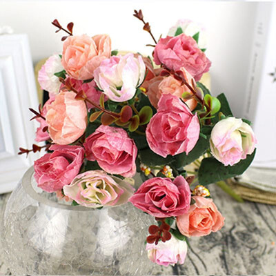 

FUNNYBUNNY Artificial Flowers Fake Silk Vintage Rose Flowers Bouquet 5pcs Kitchen Garden Wedding Floral Decor