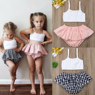 

Toddler Kid Baby Girl Sling Tops Short Pants 2PCS Set Casual Outfit Clothes