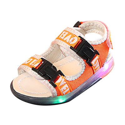 

Toddler Baby Boys&Girls Led Light Shoes Letter Print Luminous Outdoor Sandals