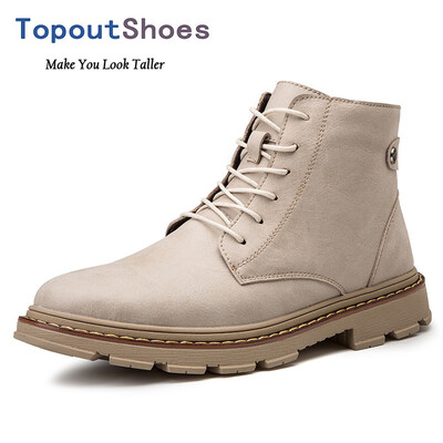 

TopoutShoes Height Increasing Men Ankle Boots Leather Elevator Martin Boot Look Taller 34inch 85cm