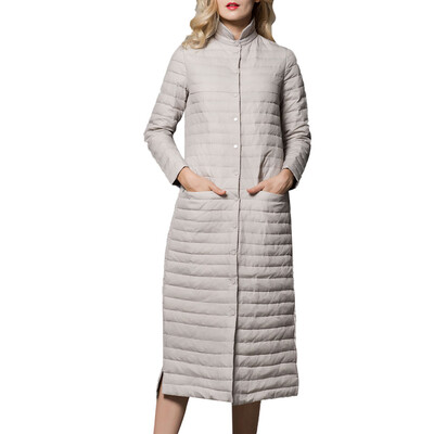 

Toponeto Womens Light weight Packable Down Coat Stand Collar Long Down Jacket
