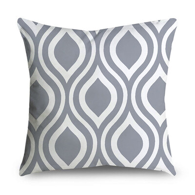 

Cushion Cover Throw Pillowcase Pattern Grey Retro Geometric Print 45 X 45cm