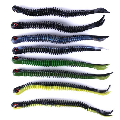 

8pcs 124cm 5g Ribbed Soft Plastic Worm Lure Artificial Fishing Lure Swimbait