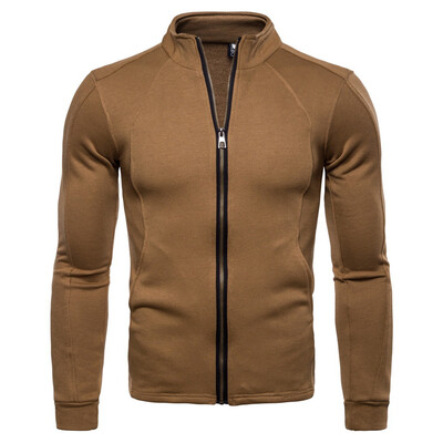 

Toponeto Fashion Mens Casual Solid Long Sleeve Jacket Stand Neck Zipper Coat