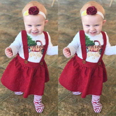 My 1st Christmas Baby Girls Tops T-shirtTutu Skirts Dress Outfit Clothes Set