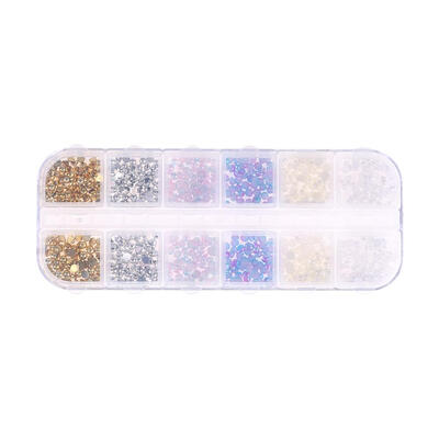 

1box 3D Colorful Paint Nail Sequins Water Drill Pearl Crystal Sequins Tools