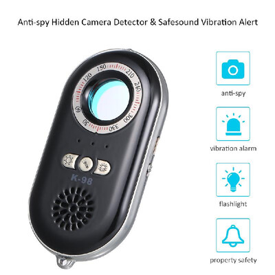 

Portable Anti-spy Hidden Camera Detector Wireless RF Infrared 3-in-1 Safesound Vibration Alert with Mini LEDs Flashlight for Home