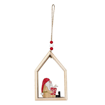 

〖Follure〗House Shaped Christmas Tree Hanging Pendant Wooden Small Hanging Ornament