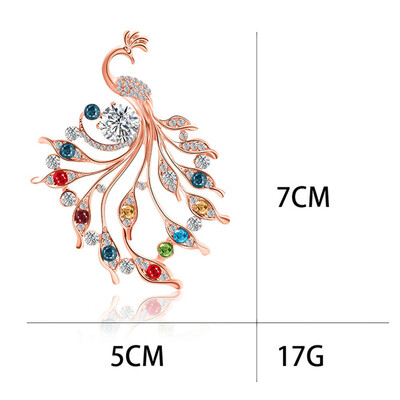 

Exquisite Life Essential Fashion Peacock with Diamond Brooch 7 5Cm