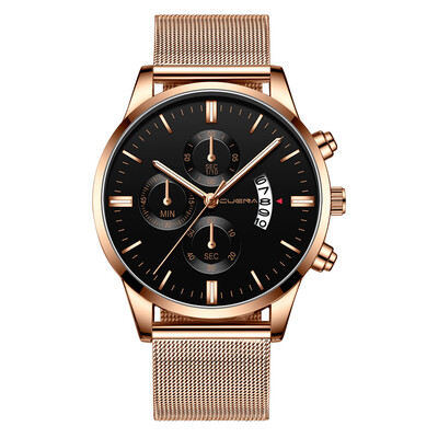 

Gobestart Mens Fashion Sport Stainless Steel Case Leather Band Quartz Analog Wrist Watch