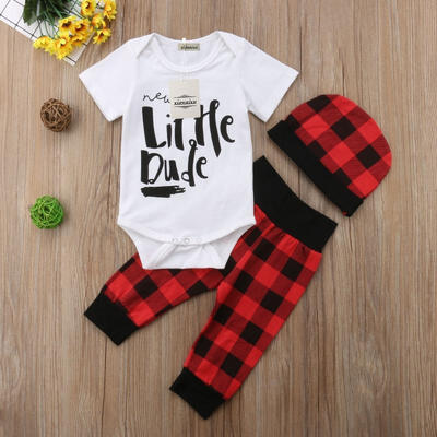

Newborn Kid Baby Boy Girl 3pcs Clothes Jumpsuit Romper Long Pants Hat Outfit Set