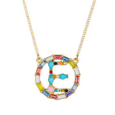 

Fashion Gold Silver Style Cubic Zirconia A-Z Initials Letter Pendant Necklaces