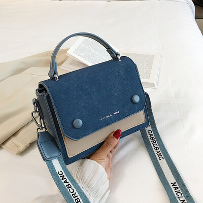 

Ins early autumn leisure bag fashion small fresh frosted contrast small square bag new 2019 womens bag messenger bag