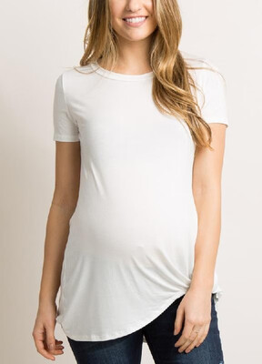 

Summer Simple Round-Neck Line Pure Colour Maternity Wear