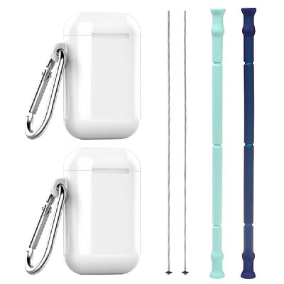 

2PCS Portable Collapsible Straws Food Grade Silicone Drinking Straw with Storage Case Cleaning Brush for Traveling Hotel Party Hou
