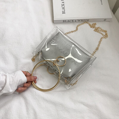 

Personality transparent chain oblique scorpion female bag female 2019 new fashion letter shoulder bag chic fairy handbag