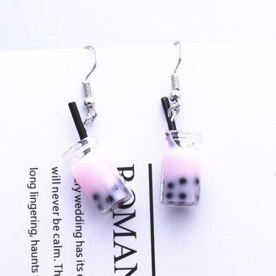 

EK642 Hot Creative Unique Bubble Tea Drop Earrings for Women Personality Milk Tea Drink Earring Funny Party Jewelry Girl Gift