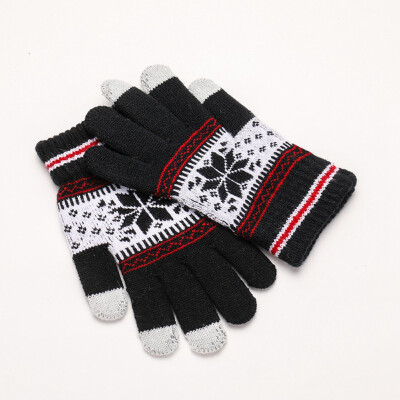 

Cute Christmas Warm Winter Gloves Snowflake Printed Knitted Touch Gloves Men Women Sports Gloves Party Supplies