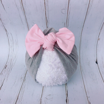 

Baby girls hat Cloth solid color stitching bow childrens Indian hat five color cotton for0-3M