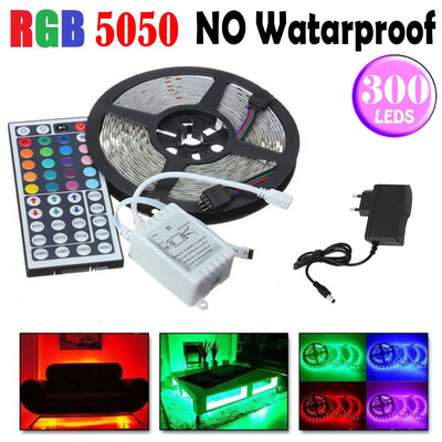 

〖Follure〗5M RGB 5050 Non Waterproof LED Strip light SMD 44 Key Remote 12V Power