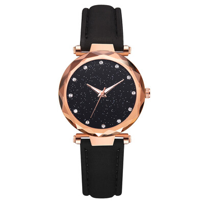 

Star watch Korean fashion casual luxury diamond ladies watch high-end ladies fashion PU quartz watch