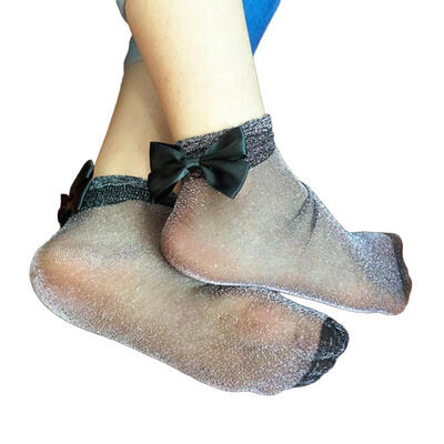 

Ultra Thin Sheer Bowknot Bright Silk Socks Ankle Soft Fashion Women Heap Socks