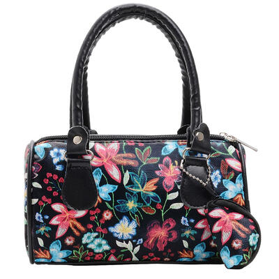 

Floral Print Shoulder Handbags Women Top-handle Bags PU Leather Small Totes
