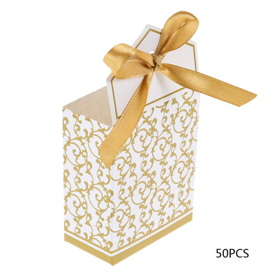 

50pcs Lovely Candy Boxes With Ribbon Wedding Party Favor Gift Boxes